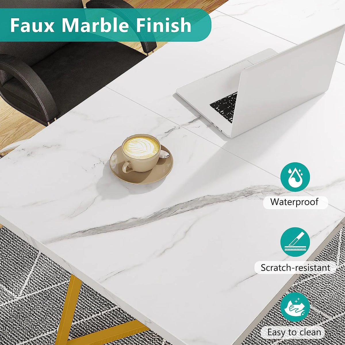 55" Faux Marble Rectangular Dining Table I73294