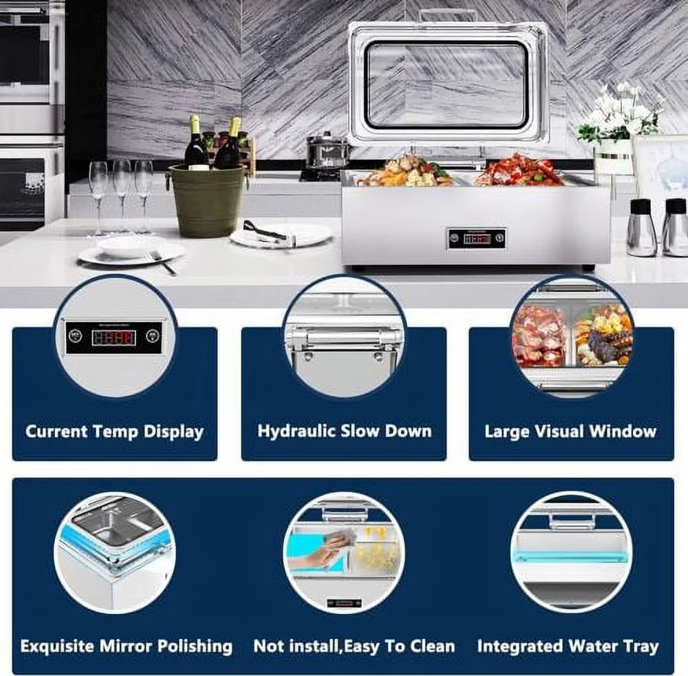 Stainless Steel 9QT Electric Chafing Dish with Lid T8560