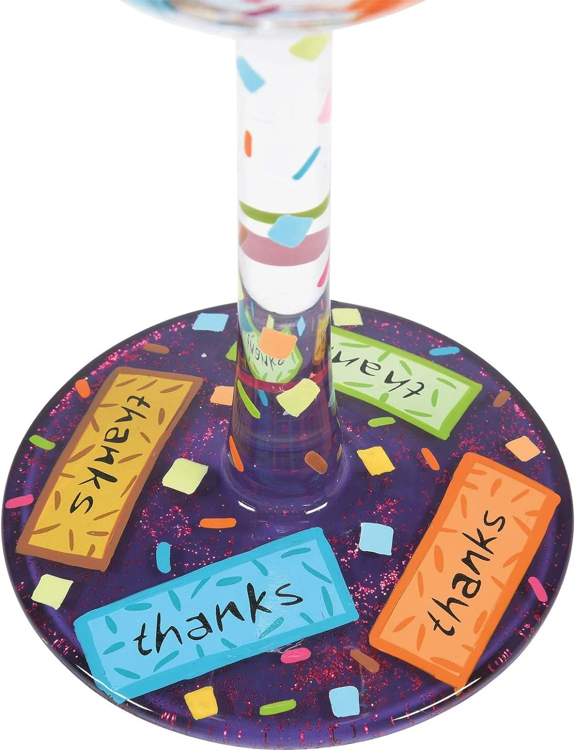 Hand-Painted Artisan Wine Glass 15 Ounce Multicolor S9186
