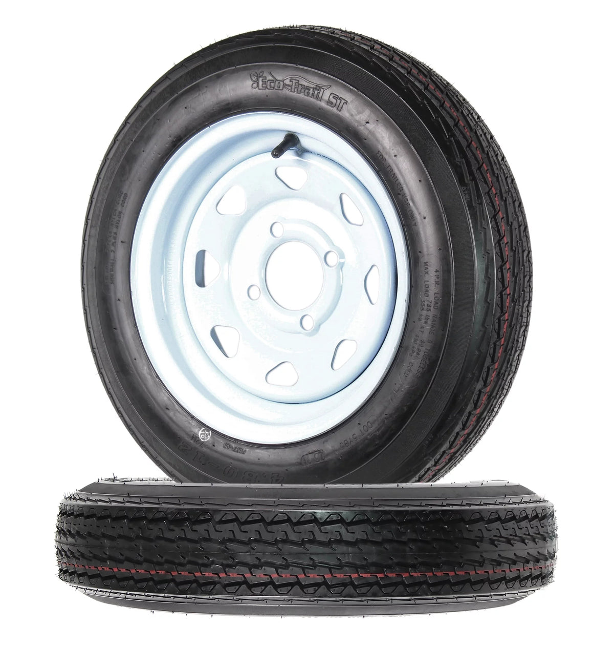 12" Trailer Tires On Rims 4 Lug White Spoke J411