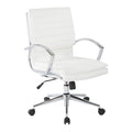 White Faux Leather Mid Back Manager's Chair with Chrome Base U9619
