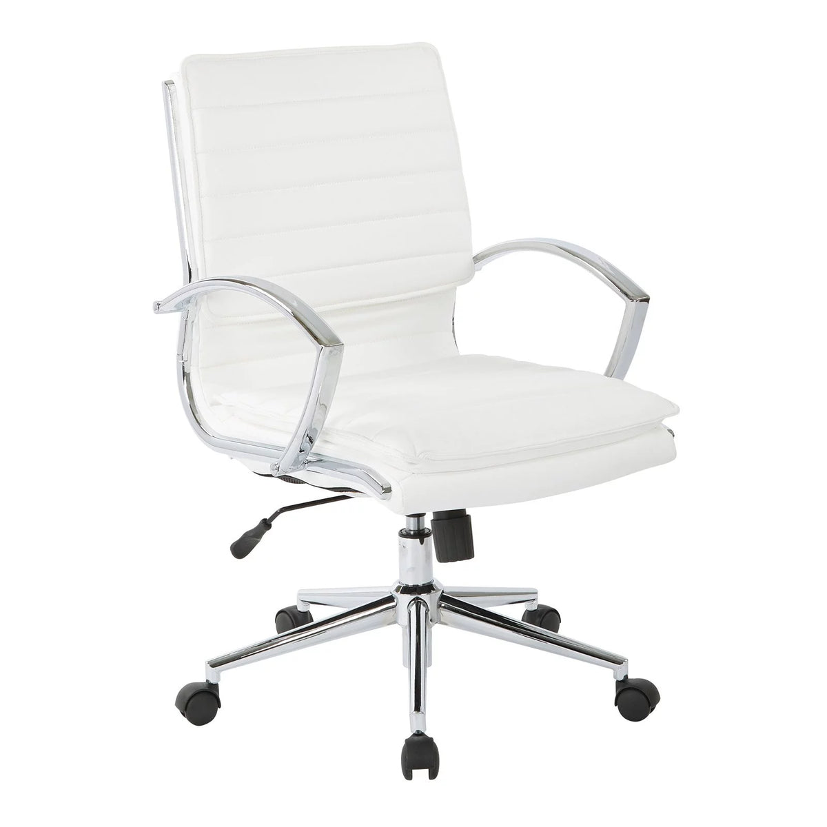 White Faux Leather Mid Back Manager's Chair with Chrome Base U9619