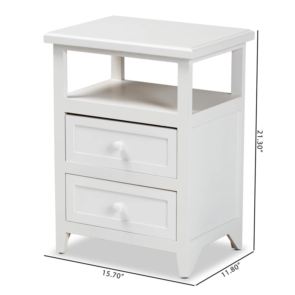 White 2-Drawer Wood Nightstand W756013