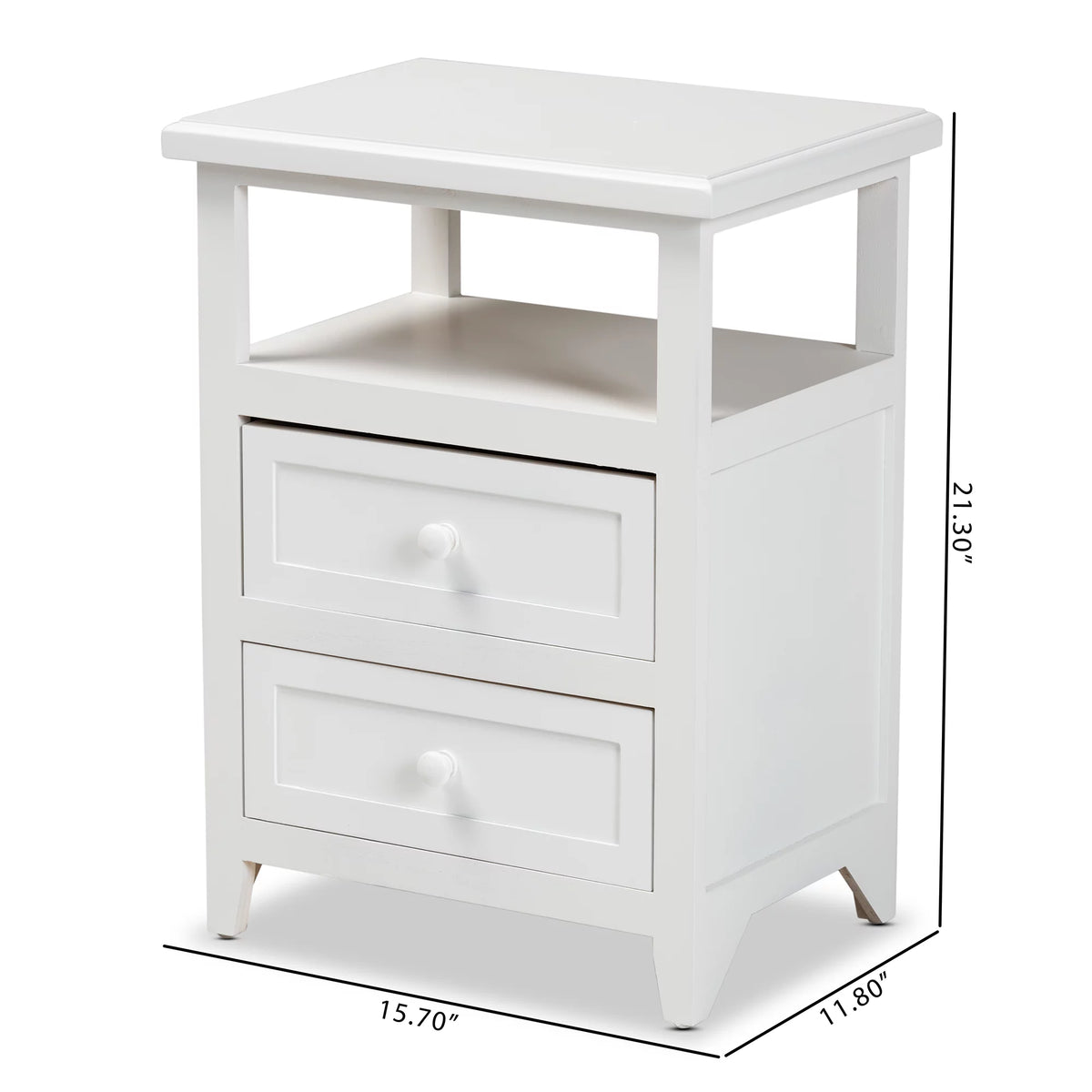 White 2-Drawer Wood Nightstand W756013