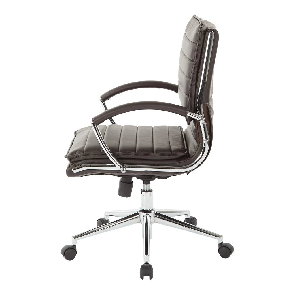 White Faux Leather Mid Back Manager's Chair with Chrome Base U9619