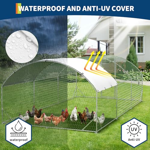 Large Metal Chicken Coop Run with Cover Y190049