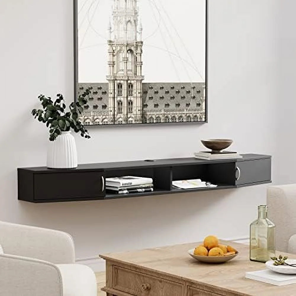 Black Floating Wall Mounted TV Stand Q9478