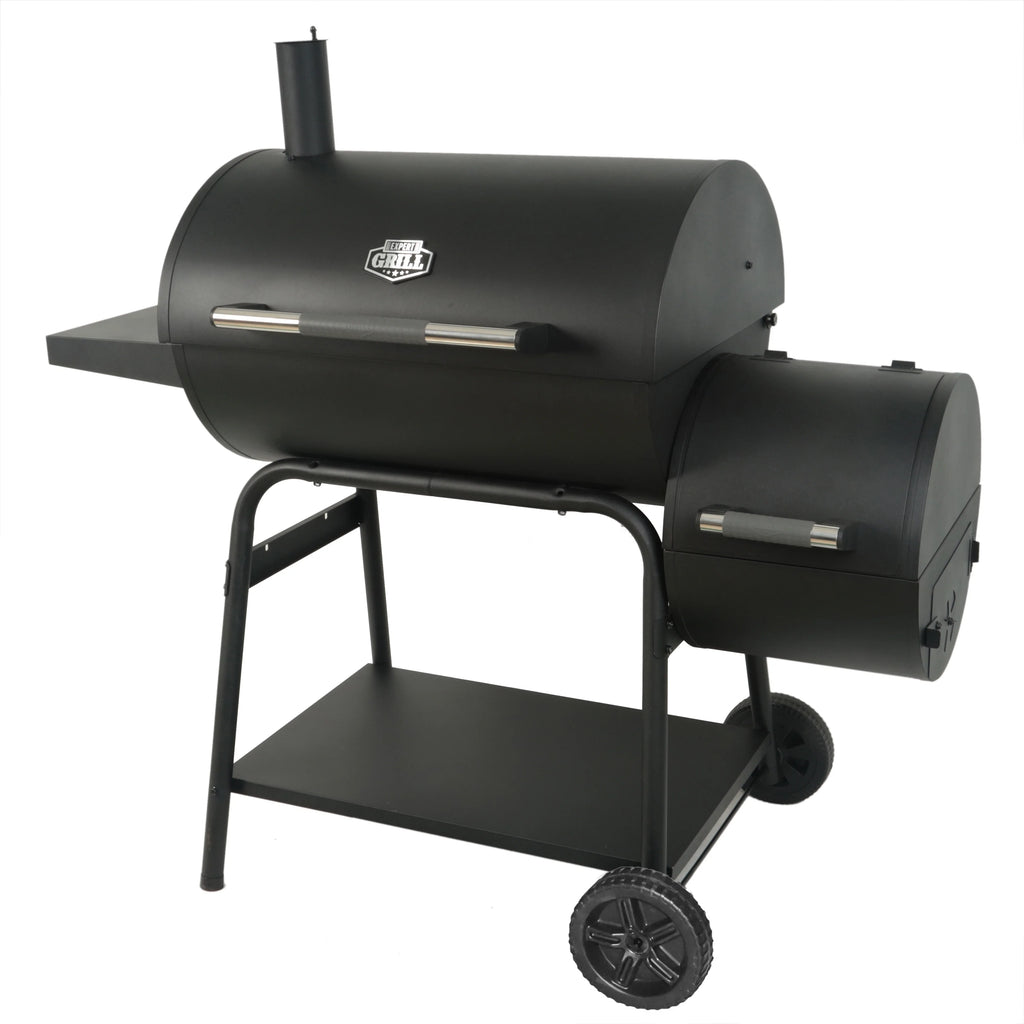 28 Offset Steel Charcoal Smoker Grill with Side Firebox, Black G2779