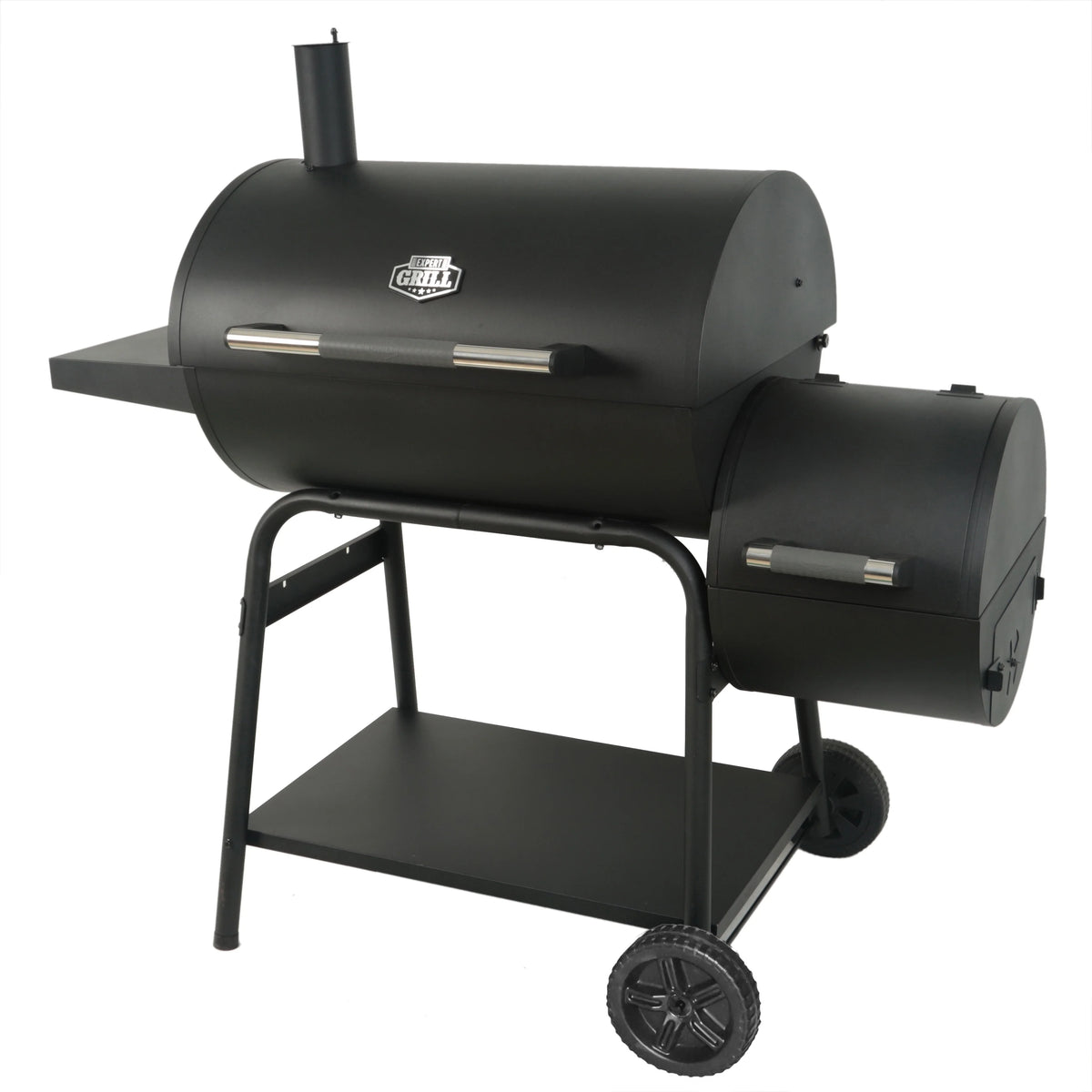 28 Offset Steel Charcoal Smoker Grill with Side Firebox, Black G2779
