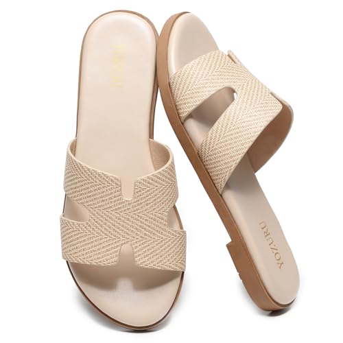 Womens Open Toe Slip on Leather Sandals Q689