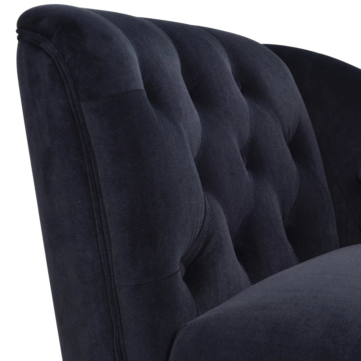 Black Velvet Button Tufted Chaise Lounge D371538