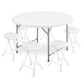 7 Pieces 4.5 FT Folding Round Table and Chair Set White S381
