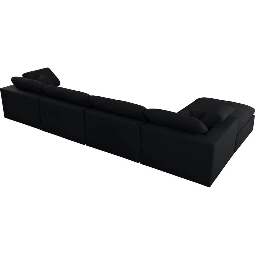 Black Linen Fabric Modular Sectional M356360