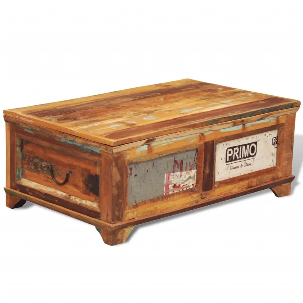 Vintage Reclaimed Wood Coffee Table with Storage S540