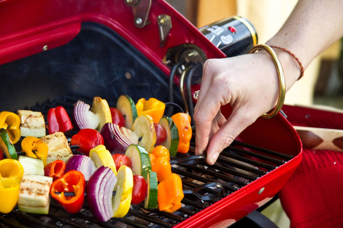 Portable Electric Cart Grill with Two Folding Tables, Red X61112