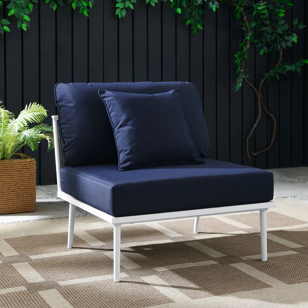 Navy White Aluminum Fabric Lounge Chair Z351