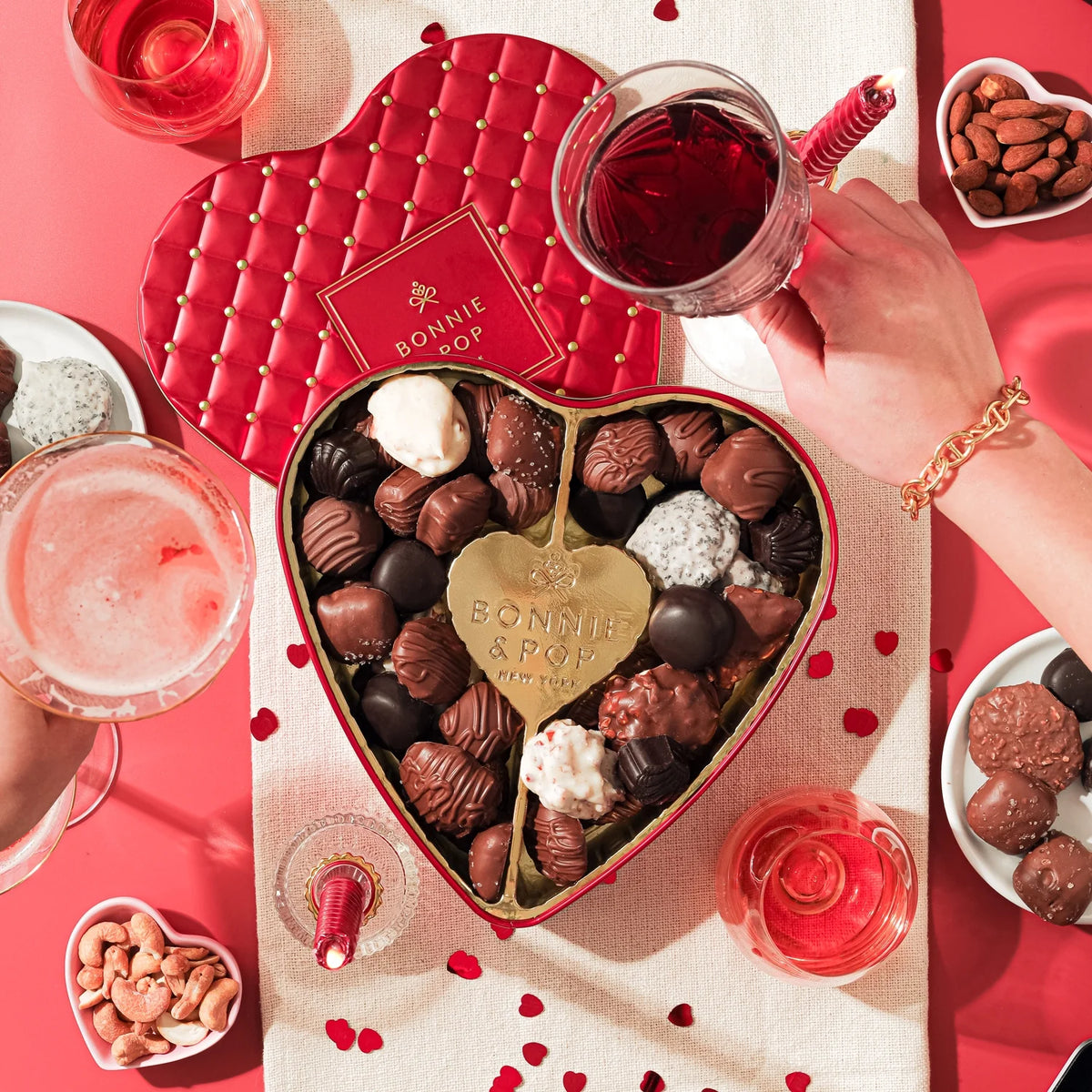 Heart Shaped Chocolate Gift Basket with Assorted Milk Chocolate Truffles M980