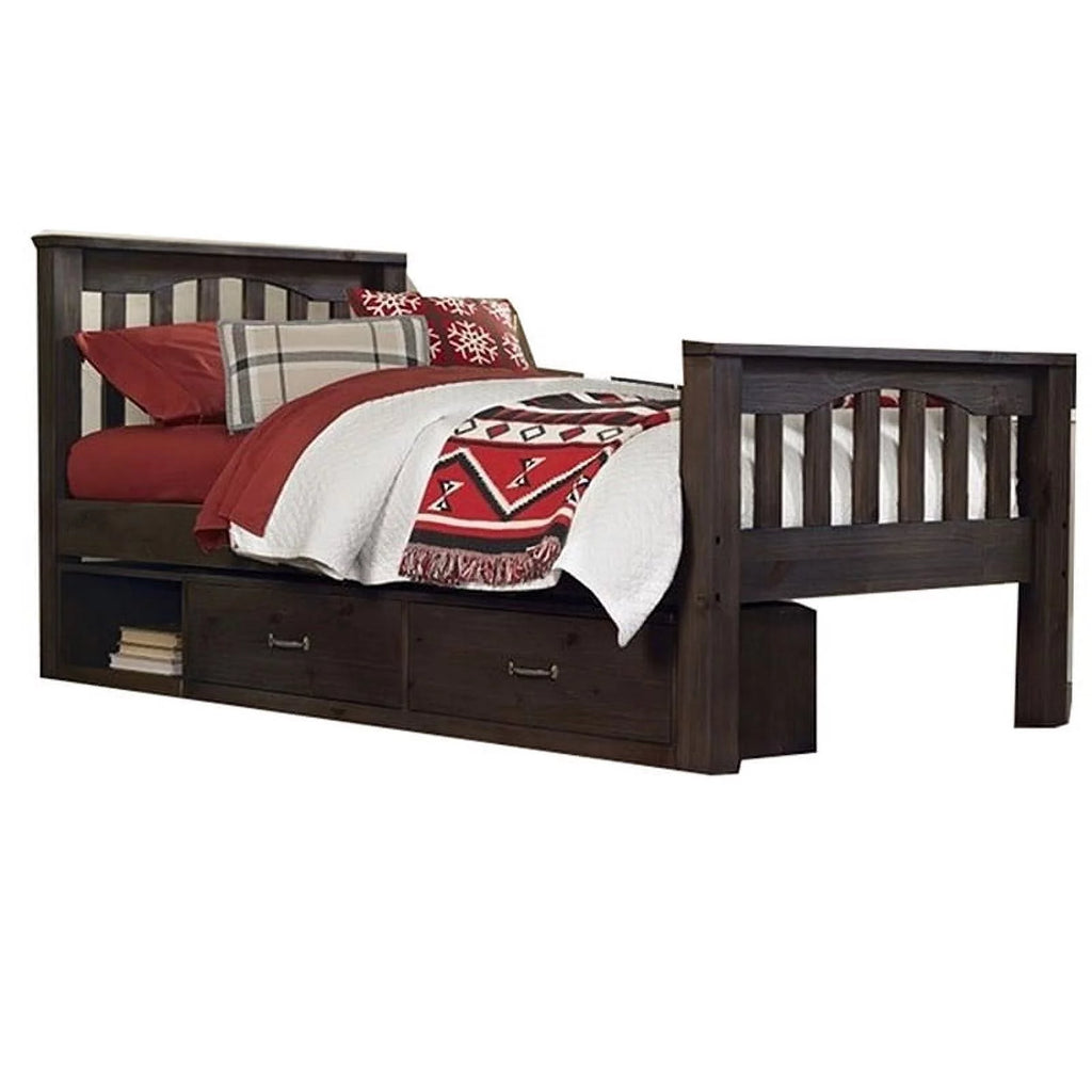 Espresso 2-Drawer Wood Twin Storage Bed J664