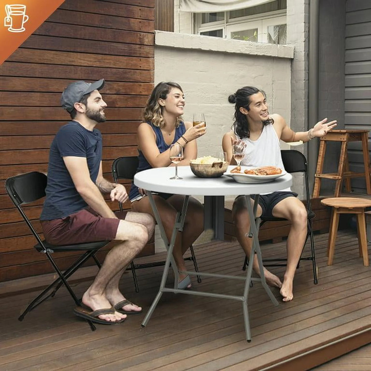 10 Pack Black Plastic Folding Chairs G540085