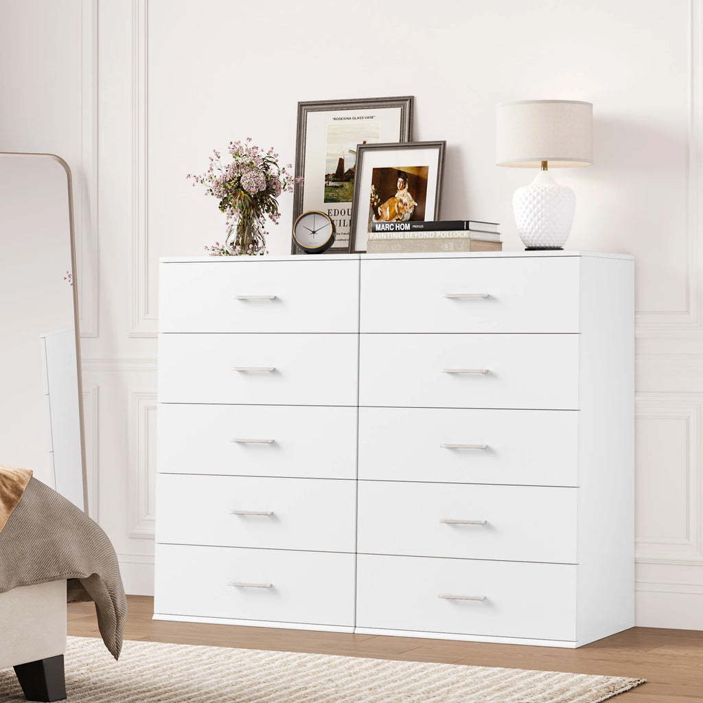 White 5 Drawer Wood Dresser X8936
