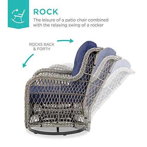 3-Piece Outdoor Wicker Patio Bistro Set with Swivel Rocking Chairs and Side Table Z46266