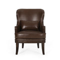 Dark Brown Upholstered Accent Chair with Nailhead Trim N8833
