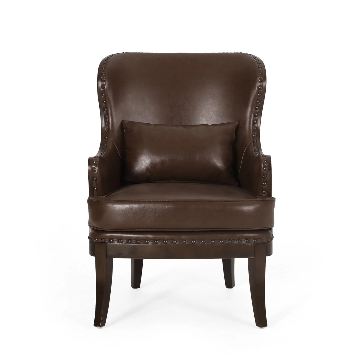 Dark Brown Upholstered Accent Chair with Nailhead Trim N8833