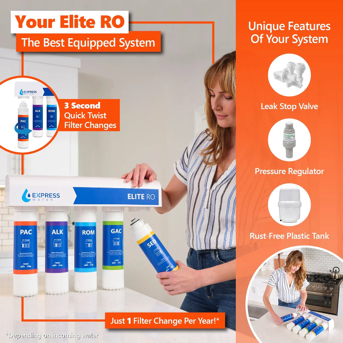 9 Stage Reverse Osmosis Alkaline Water Filtration System G767670