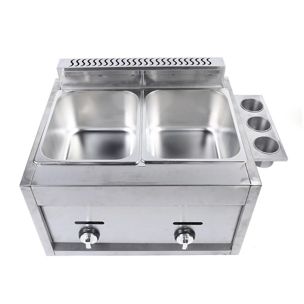 Commercial Stainless Steel Dual Tank Deep Fryer with Basket C62328
