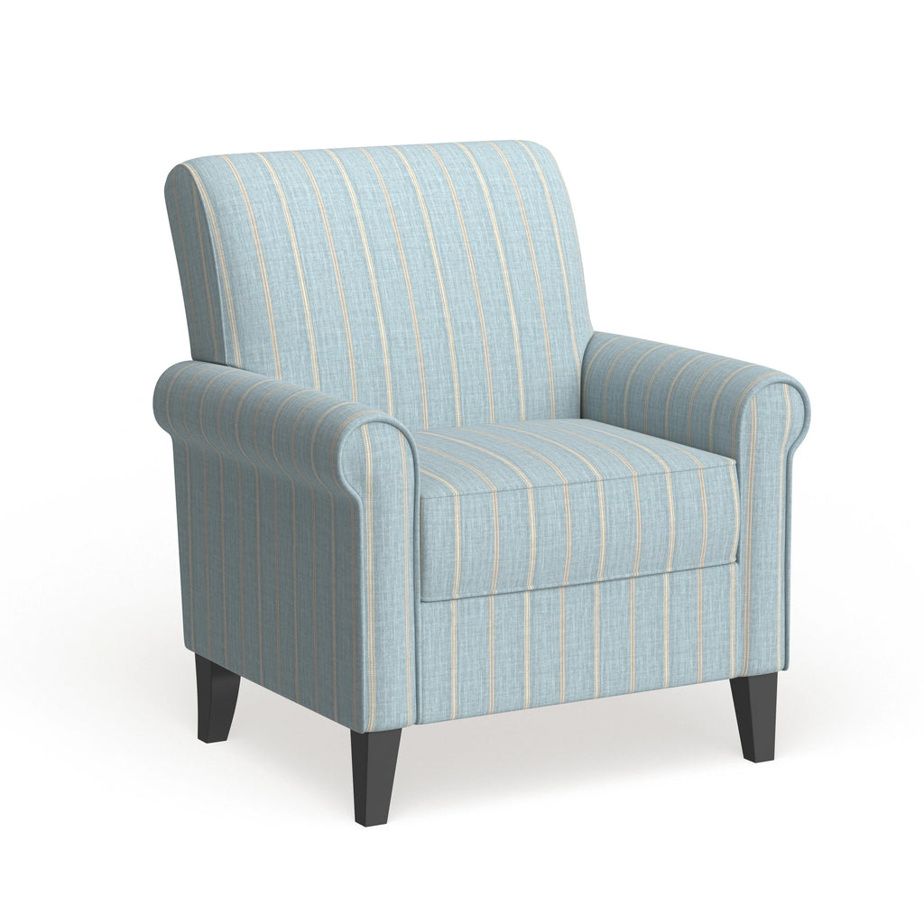 Turquoise Stripe Rolled Arm Chair P41395