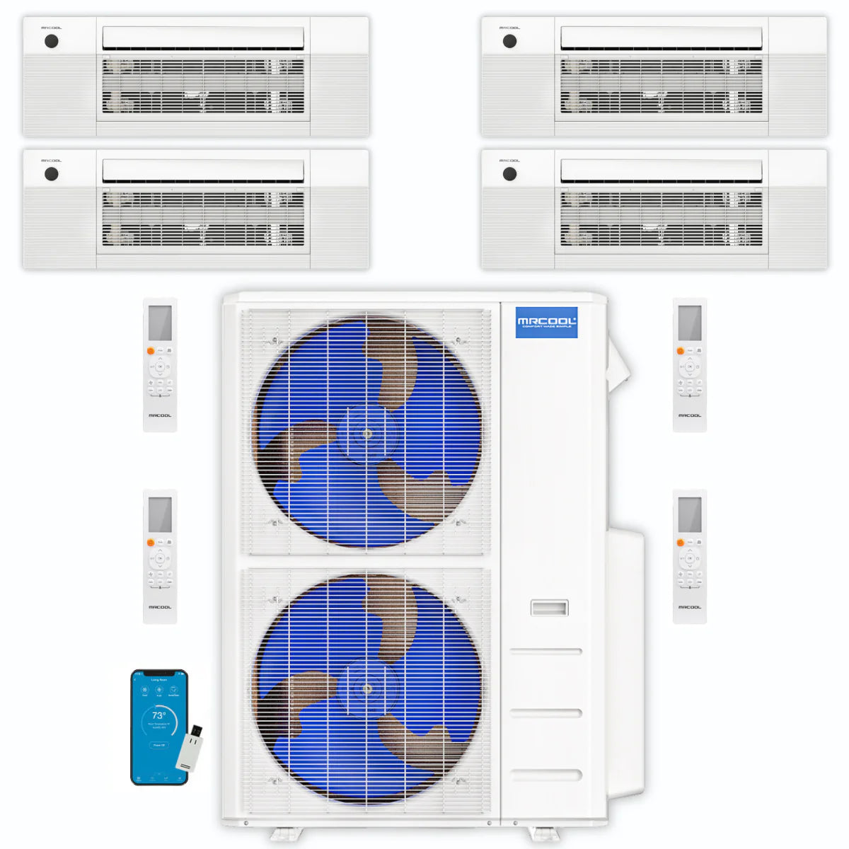 48,000 BTU 4 Zone Ceiling Cassette Ductless Air Conditioner and Heat Pump N5388