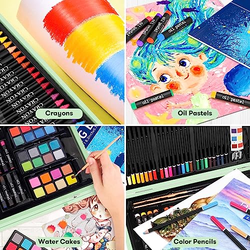 150-Pack Wooden Art Set with Sketch Pads and Coloring Book Y7813
