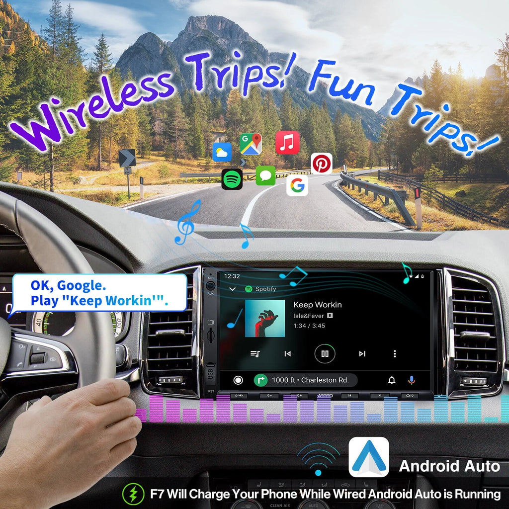 Double Din Car Stereo with Wireless Apple Carplay & Android Auto W50790