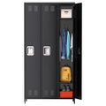 9 Door Metal Storage Cabinet with 27 Hooks and 9 Shelves, Black R540