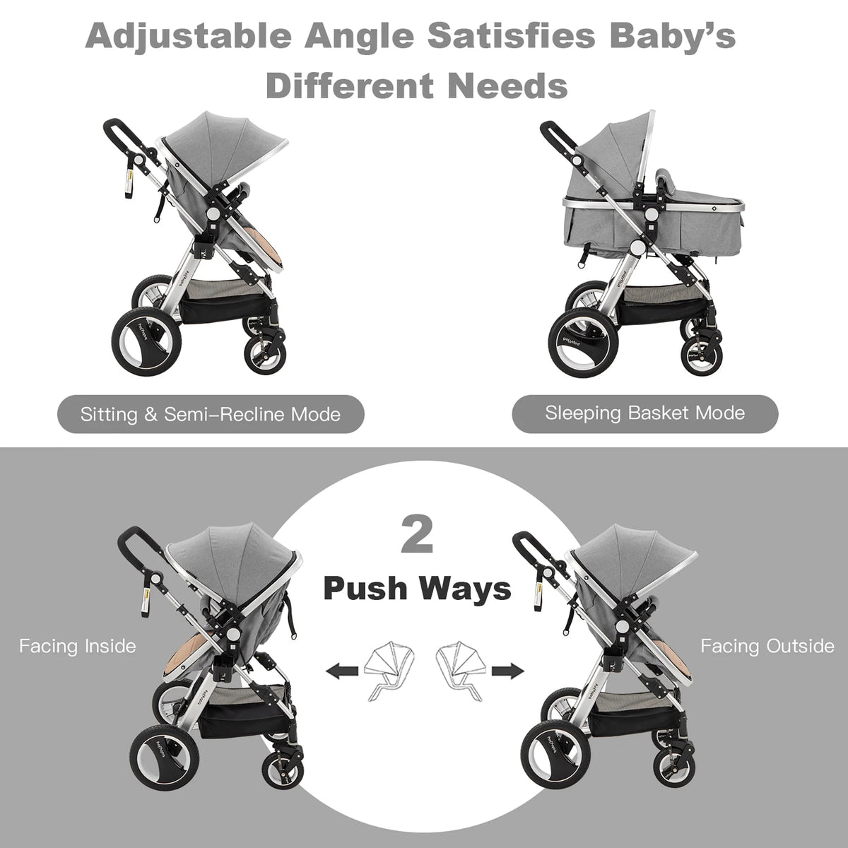 Folding Aluminum Baby Stroller with Diaper Bag M196
