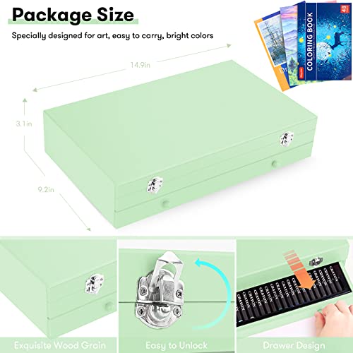 150-Pack Wooden Art Set with Sketch Pads and Coloring Book Y7813