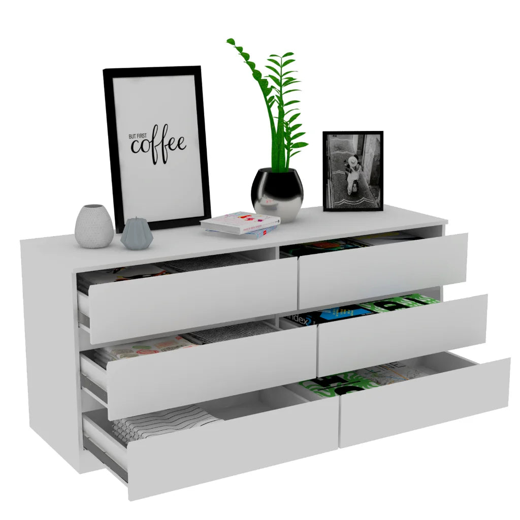 6 Drawer Double Dresser Light Gray S782