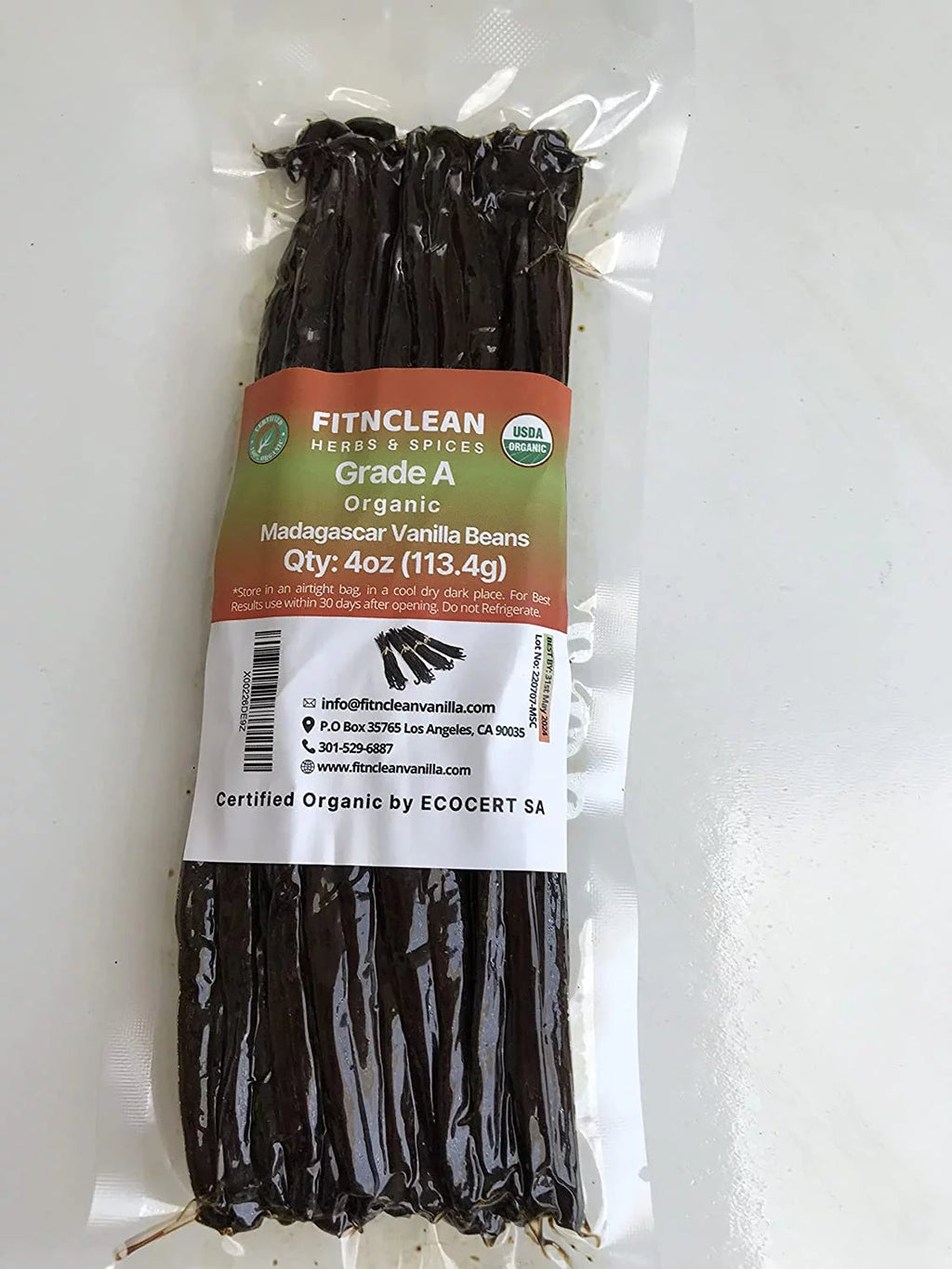 4oz Organic Vanilla Beans Grade A L64526
