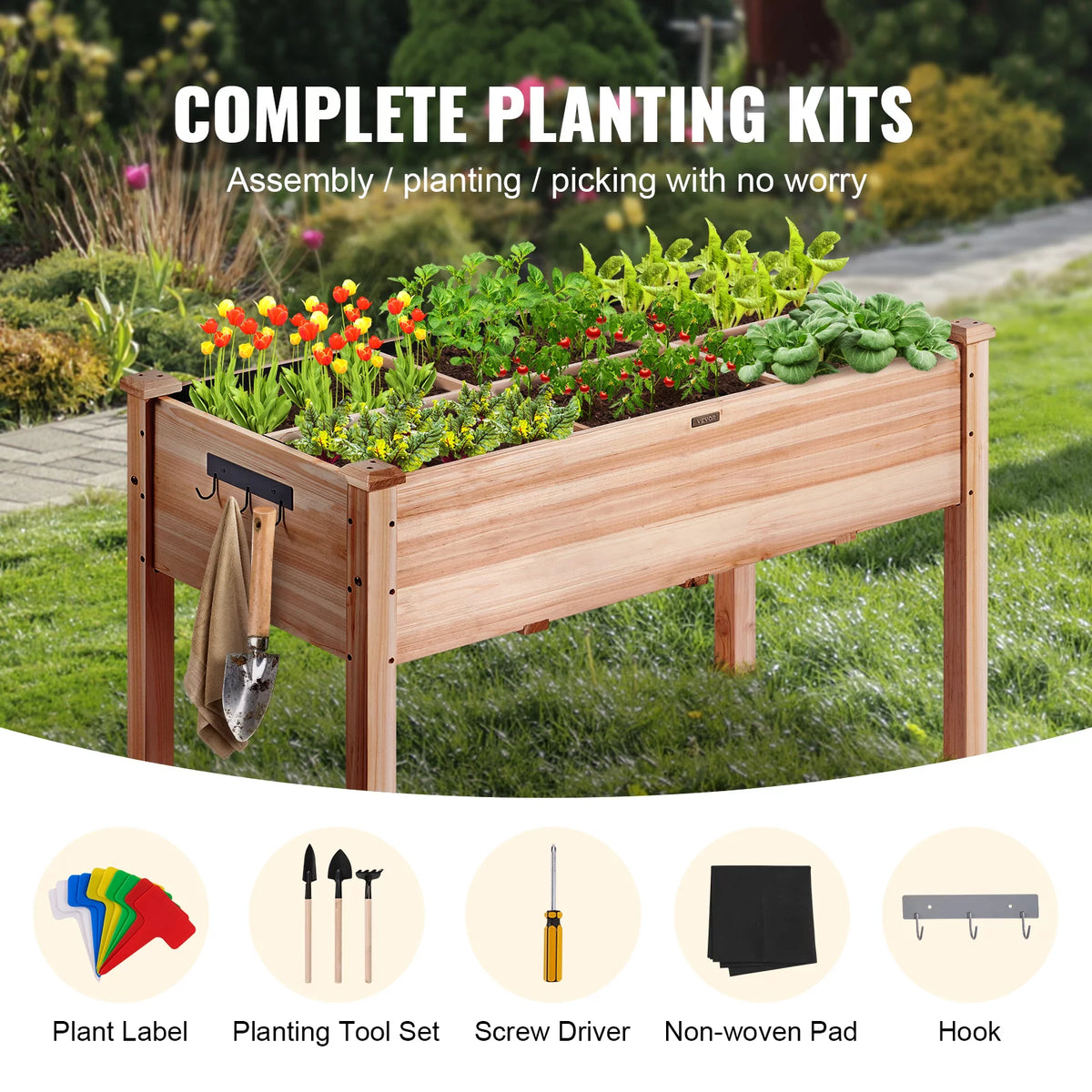 Wooden Raised Garden Bed with Non-Woven Liner F6969