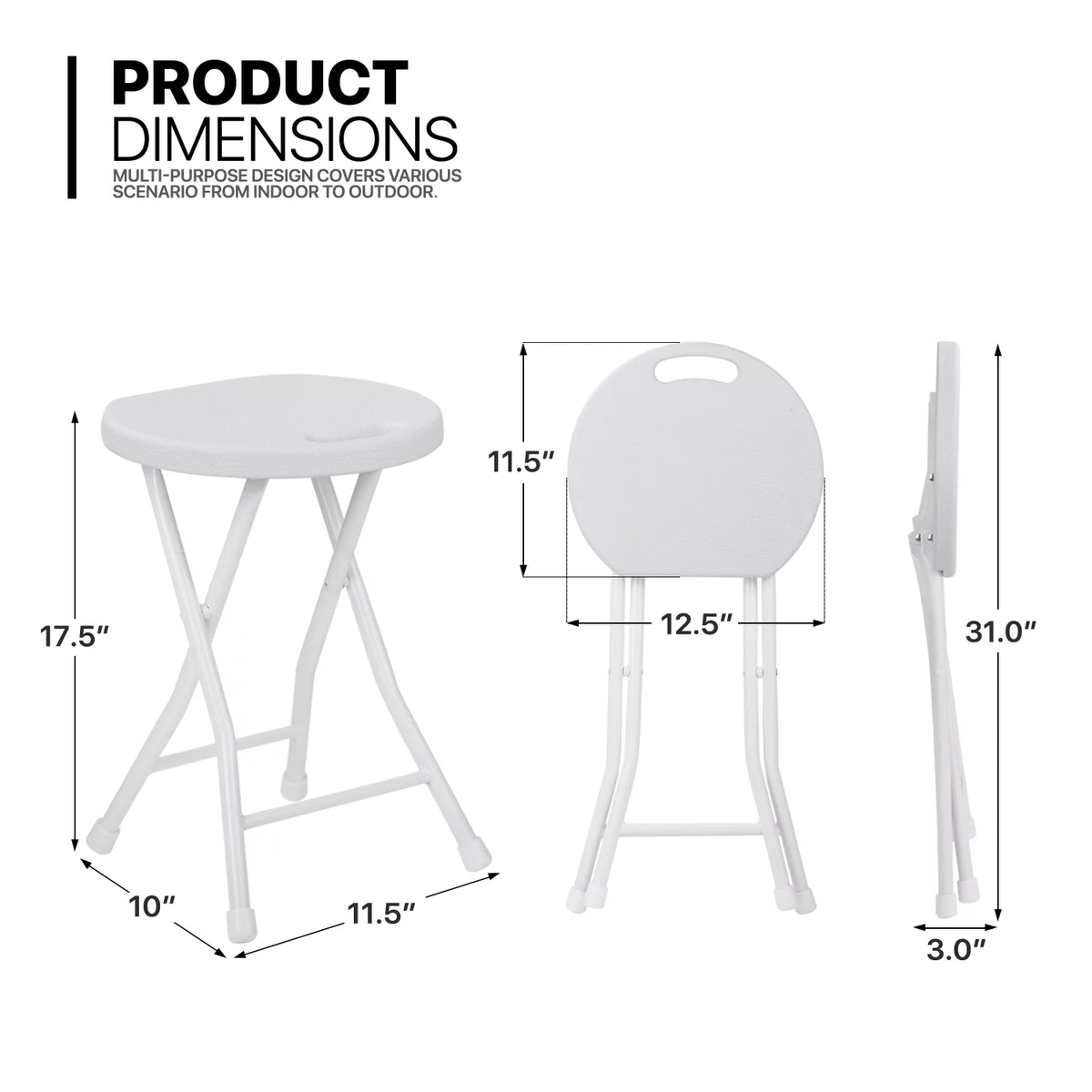 7 Pieces 4.5 FT Folding Round Table and Chair Set White S381