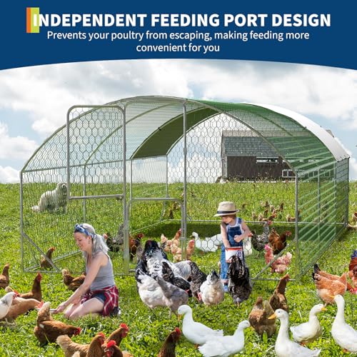 Large Metal Chicken Coop Run with Cover Y190049