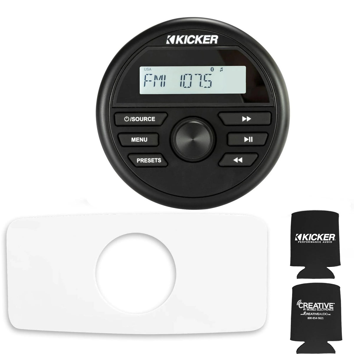Waterproof Marine Radio with Dash Kit - White T408