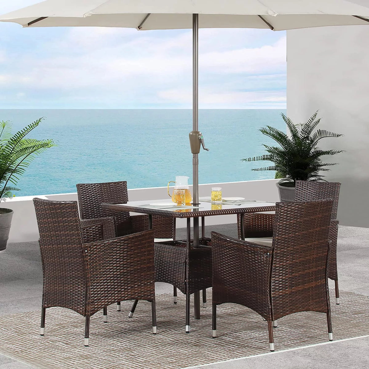 5 Piece Outdoor Wicker Patio Dining Set B146