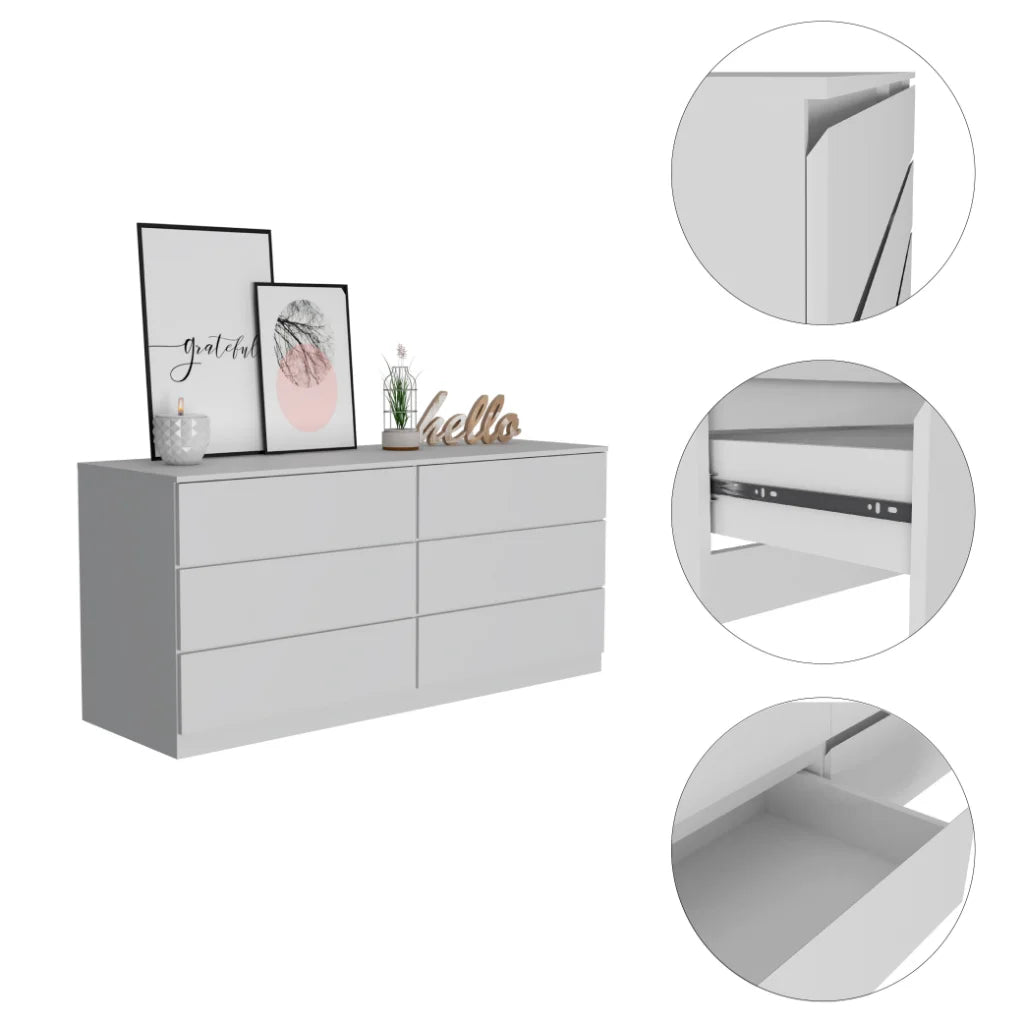 6 Drawer Double Dresser Light Gray S782