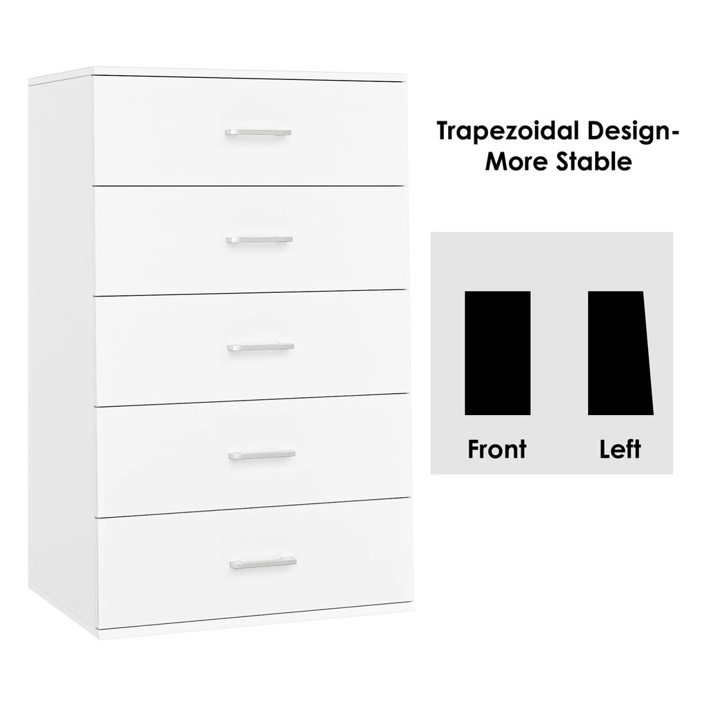 White 5 Drawer Wood Dresser X8936