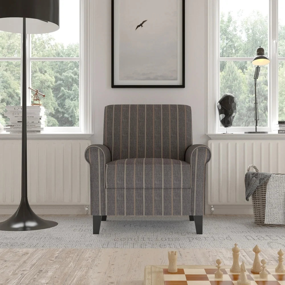 Turquoise Stripe Rolled Arm Chair P41395