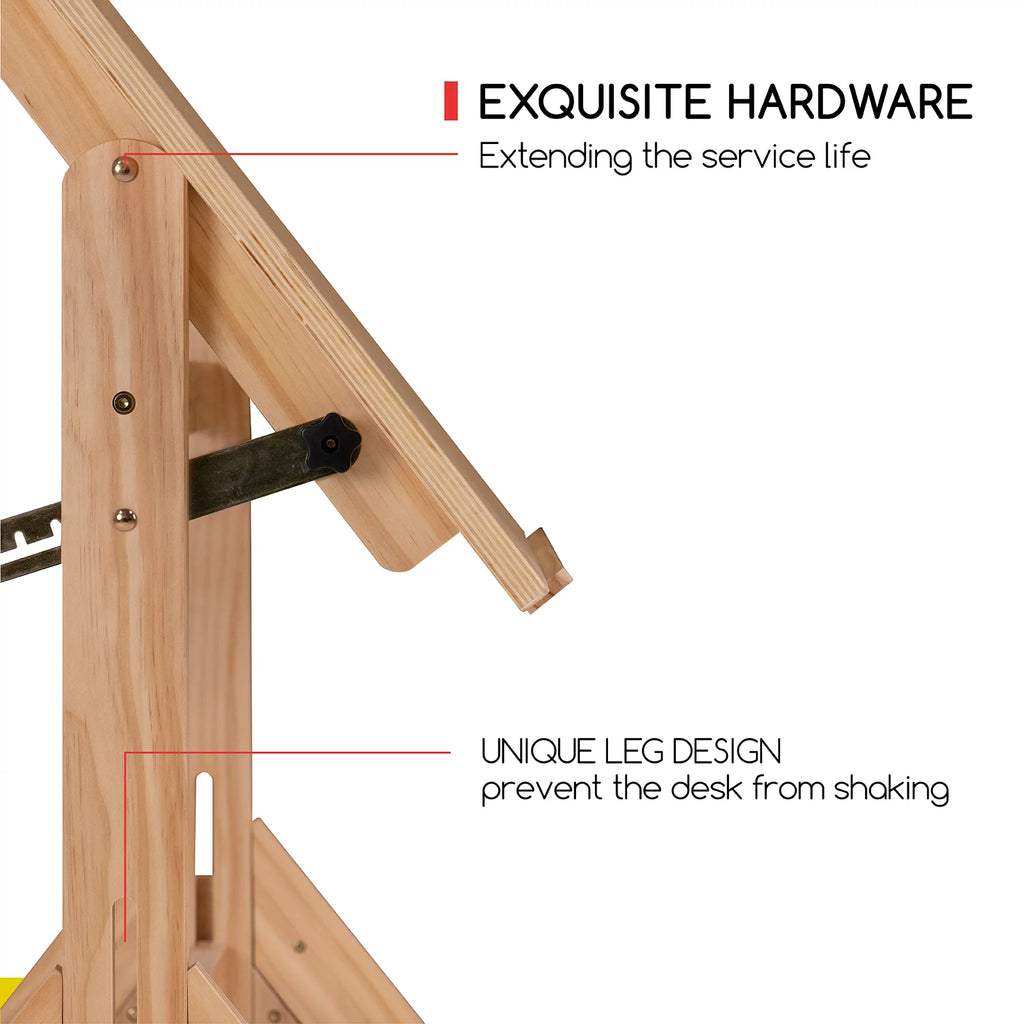Solid Wood Drafting Table with Adjustable Angle Top W2271