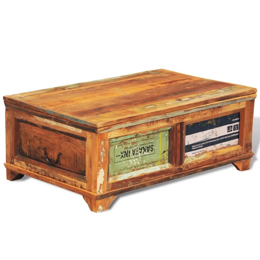 Vintage Reclaimed Wood Coffee Table with Storage S540