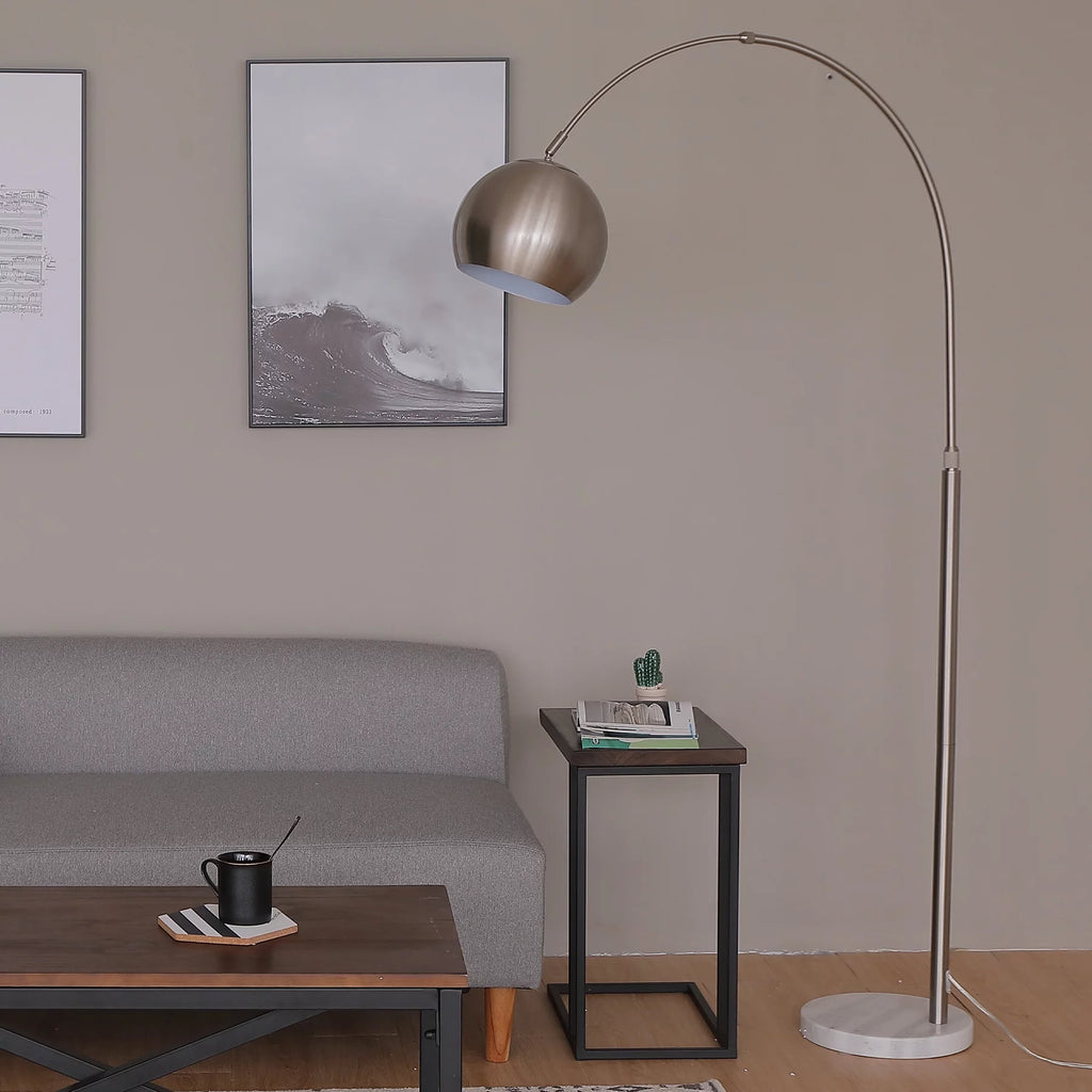 Modern Arc Floor Lamp with Rotatable Hanging Shade, Adjustable Nickel Reading Light with Marble Base, 70 Inch A34823
