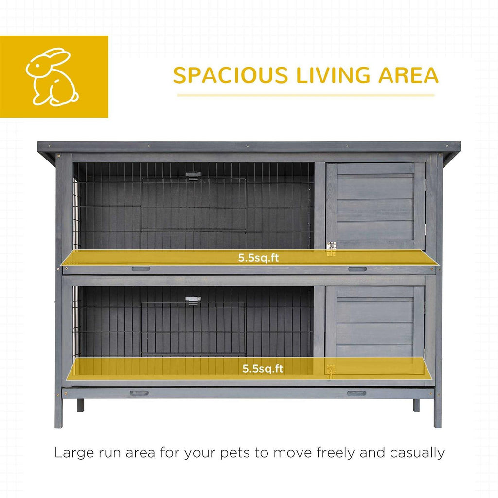 2-Story Wooden Rabbit Hutch with Lockable Doors R939087